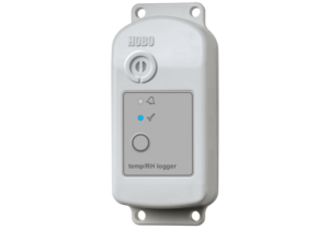 The HOBO MX2301 is a weatherproof data logger with built-in temperature and relative humidity sensors